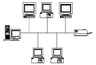 gambar jaringan komputer tipologi bus
