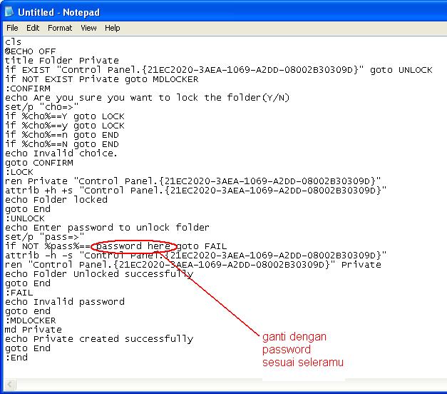 cara memberi password folder windows xp tanpa software