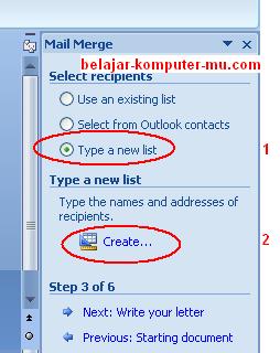 cara membuat data mail merge pada microsoft word 2007