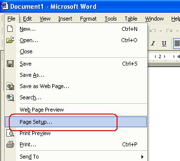 Cara mengatur tepi kertas margin setup Microsoft Word xp 2003