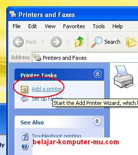 cara instal printer sharing lan jaringan windows xp