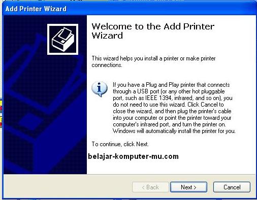 cara instal printer sharing lan jaringan windows xp