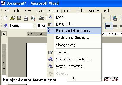 Cara mengatur bullet numbering pada microsoft word xp 2003