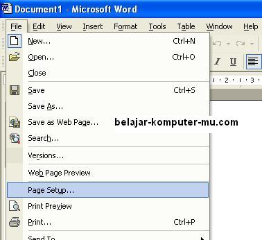 cara setting format kertas mendatar microsoft word xp 2003